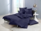 Preview: Lorena Mako Satin Bettwäsche uni Classic Marine Blau